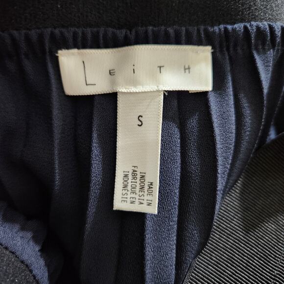 Leith Pleated A-Line Midi Skirt Colorblock Blue Black Women's Size Small - Picture 7 of 8